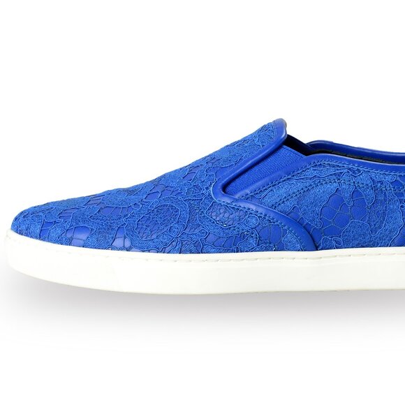 Dolce & Gabbana Women's Royal Blue Lace Leather Slip On Loafers Shoes US 8 IT 38 - Picture 2 of 8